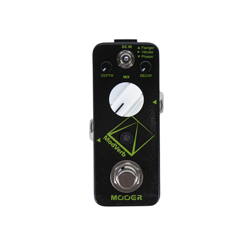 Guitar effects pedal with 'Mooer' branding on a white background
