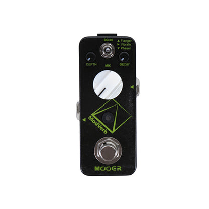 Guitar effects pedal with 'Mooer' branding on a white background
