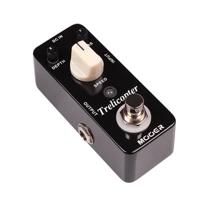 Guitar effects pedal with 'Mooer' branding on a white background