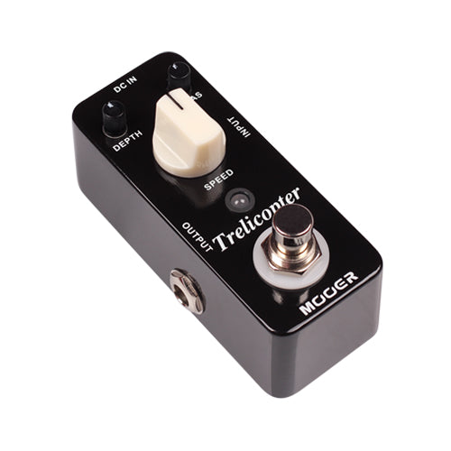 Guitar effects pedal with 'Mooer' branding on a white background