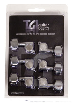 Packaged set of guitar machineheads with TGI Guitar Basics branding.