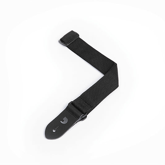 Black ukulele strap on a white background