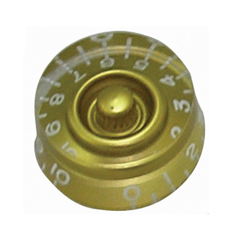 Gold knob with number markings on a white background