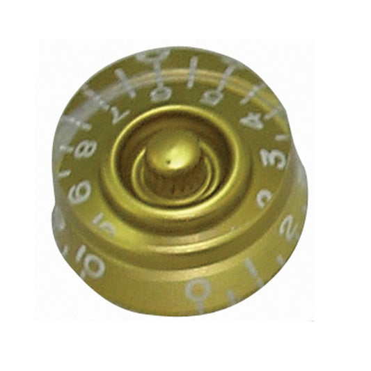 Gold knob with number markings on a white background