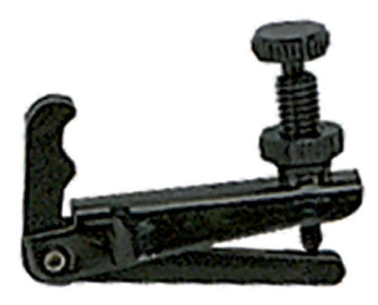 Black metal string adjuster on a white background