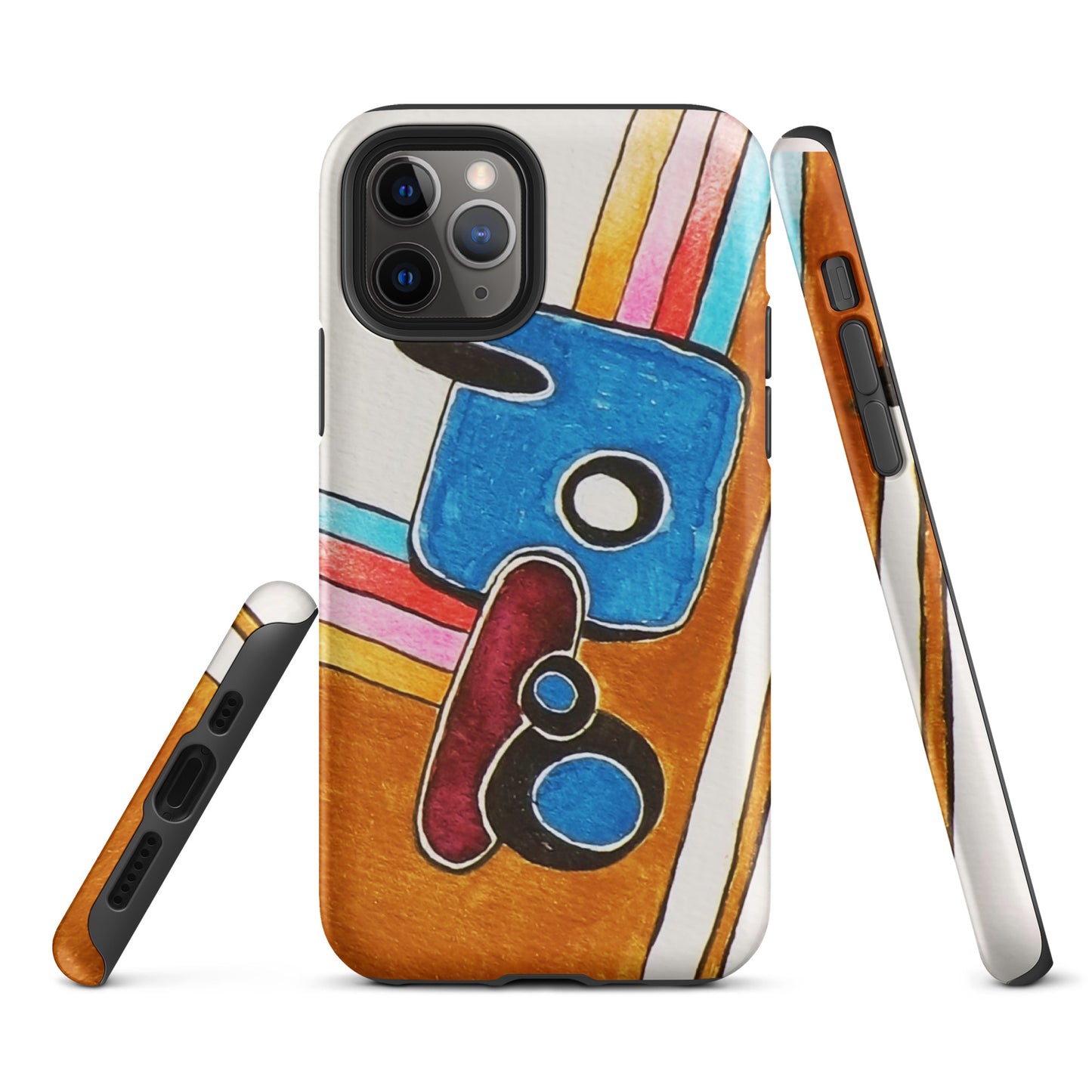 Phone case with abstract design on a white background