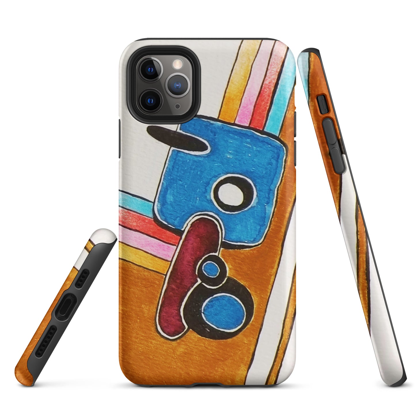 Phone case with abstract design on a white background