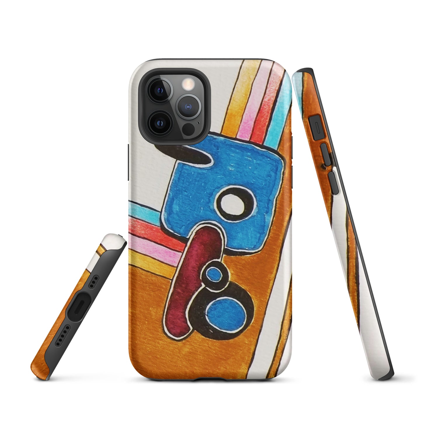 Phone case with abstract design on a white background