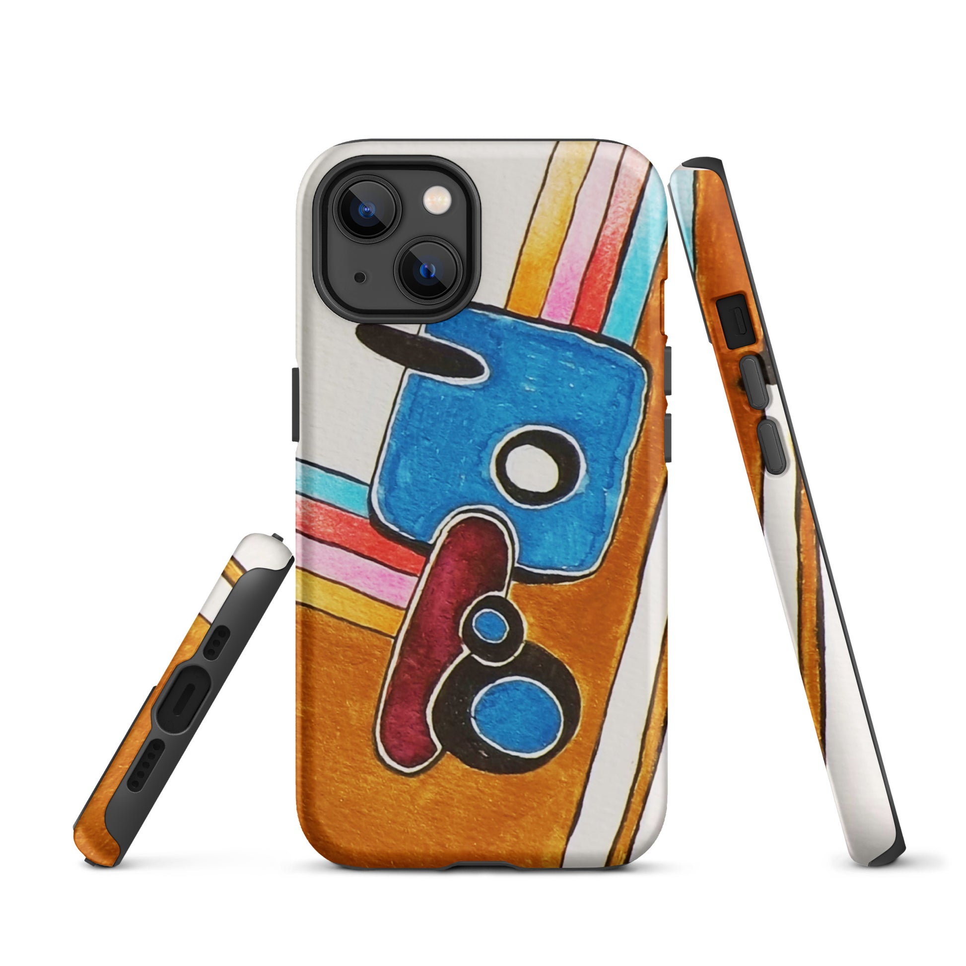 Phone case with abstract design on a white background
