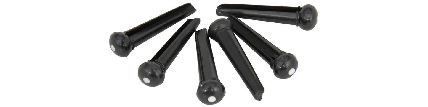 Set of black bridge pin black with a white dot on the heads on a white background