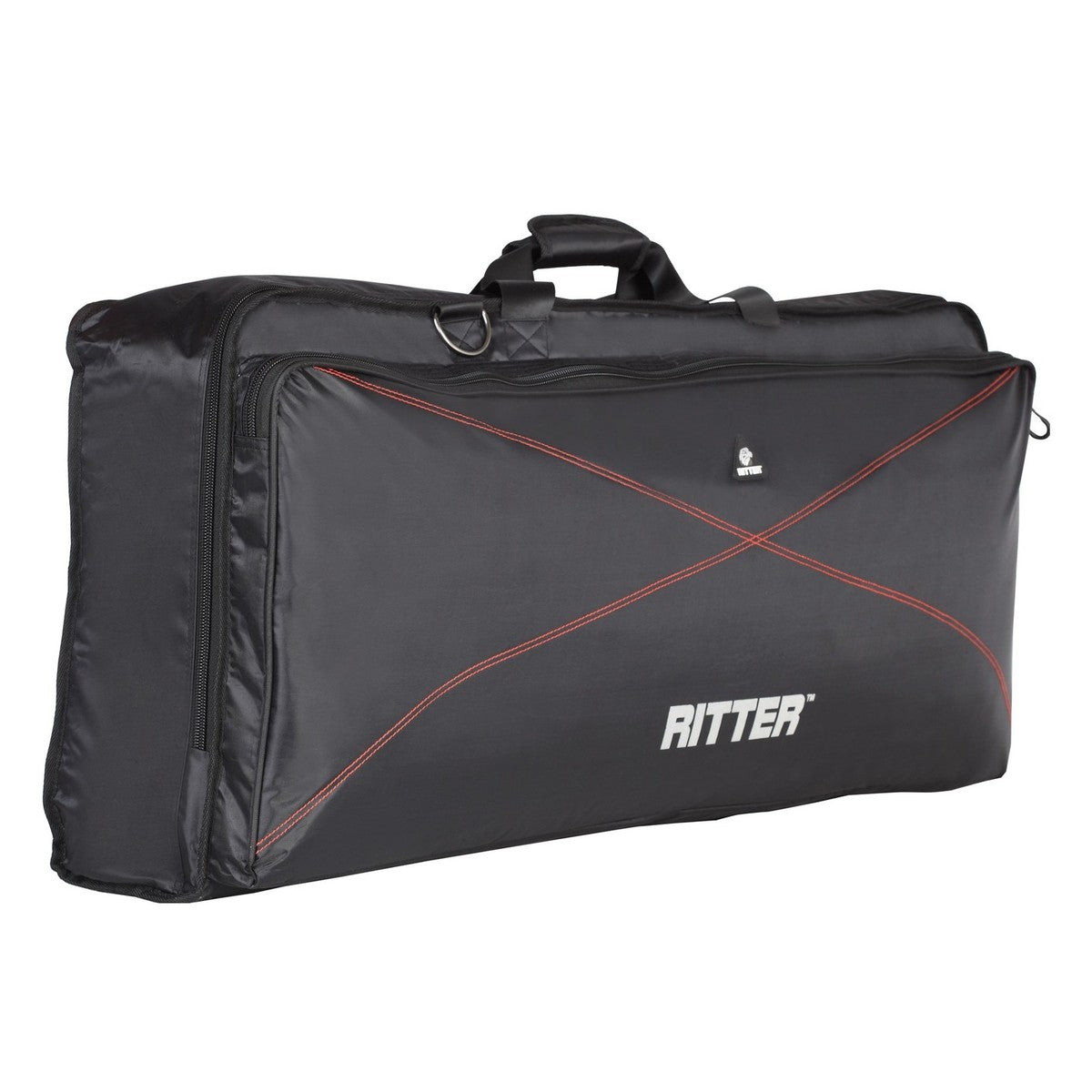 Black guitar case with red accents and 'Ritter' branding on a white background