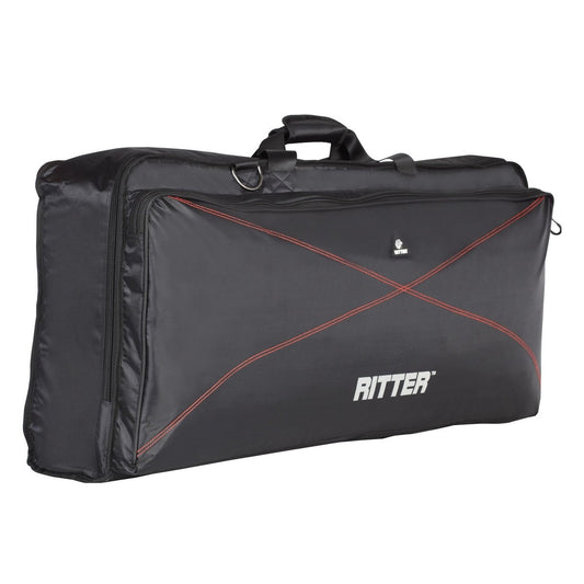 Black guitar case with red accents and 'Ritter' branding on a white background