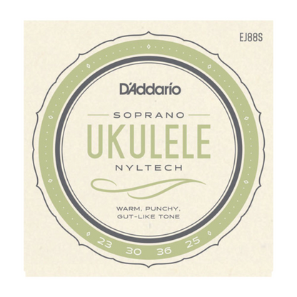D'Addario soprano ukulele string set packaging on a beige background