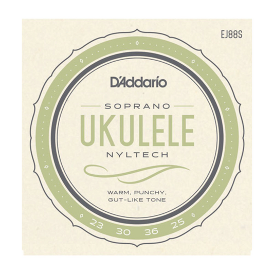 D'Addario soprano ukulele string set packaging on a beige background