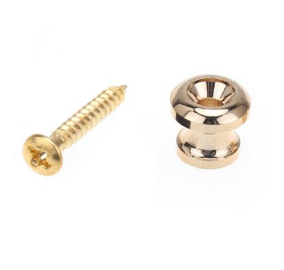 Gold screw and gold knob on a white background