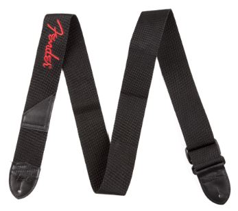 fender strap with red stitched brand 