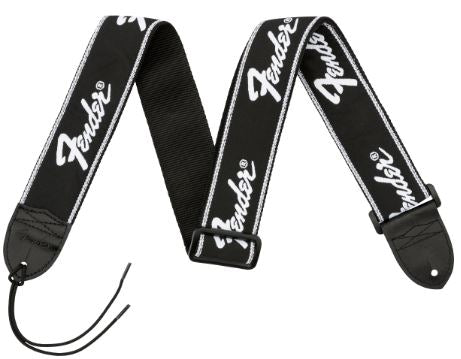 Fender guitar strap with logo on a white background
