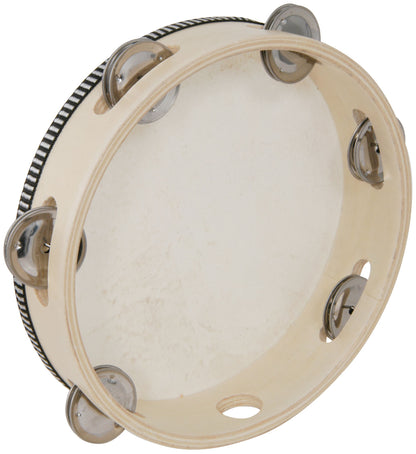 Tambourine with jingles on a white background