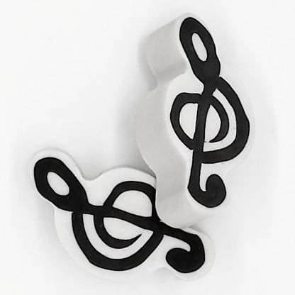 two black and white erasers showing both front and back view