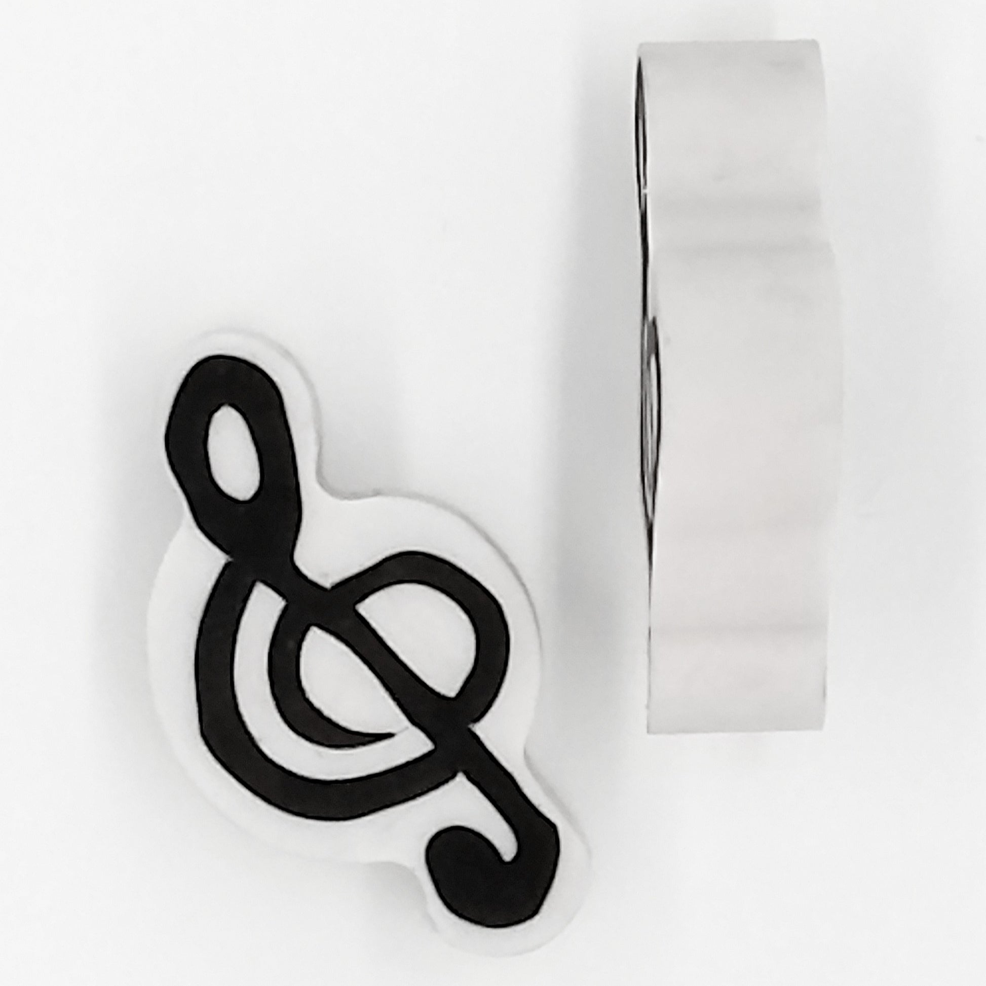 Two black and white eraser, side view and front vie 