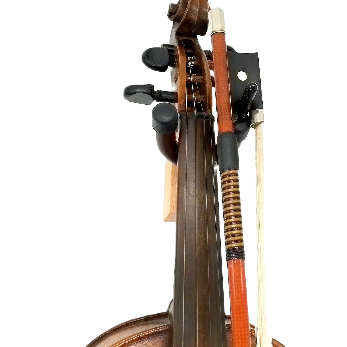Violin with bow on a white background