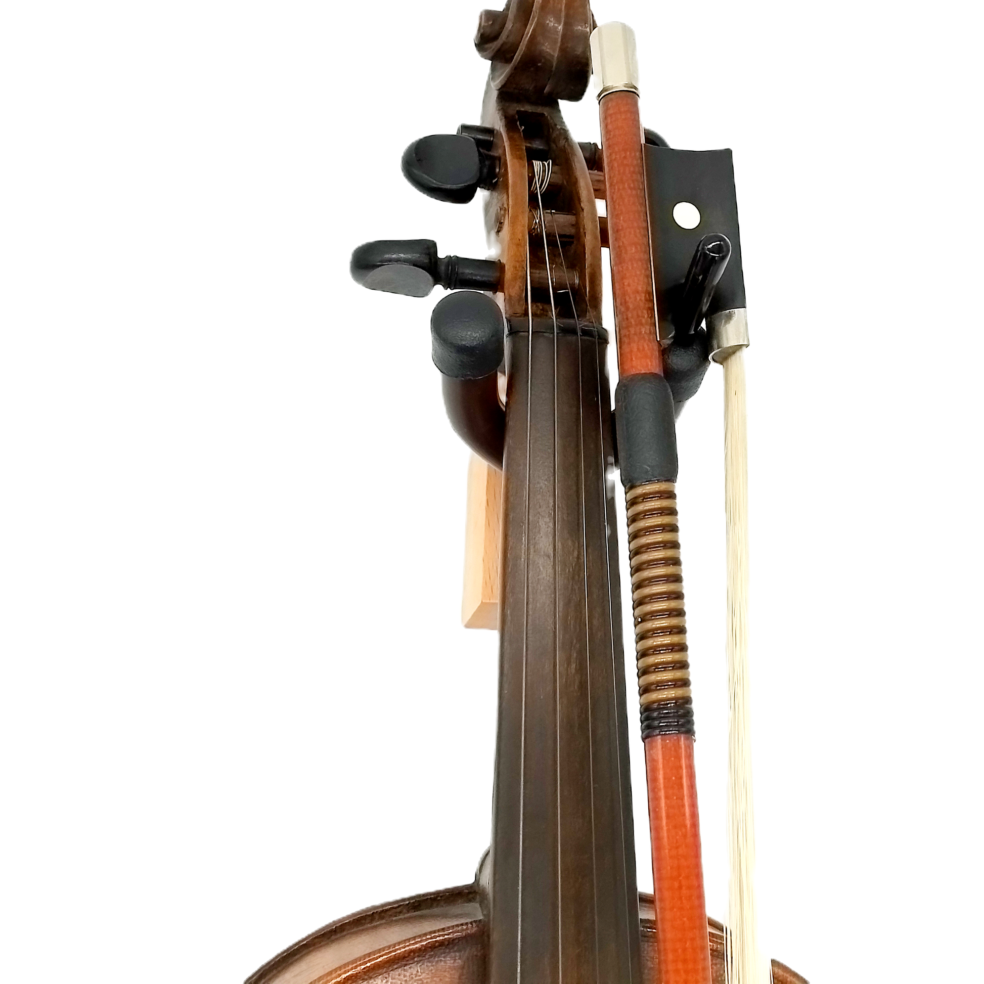 Violin with bow on a white background