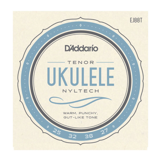 D'Addario tenor ukulele string set packaging on a beige background