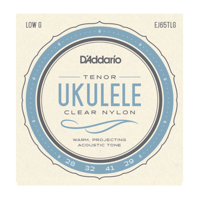 D'Addario tenor ukulele string set packaging on a beige background