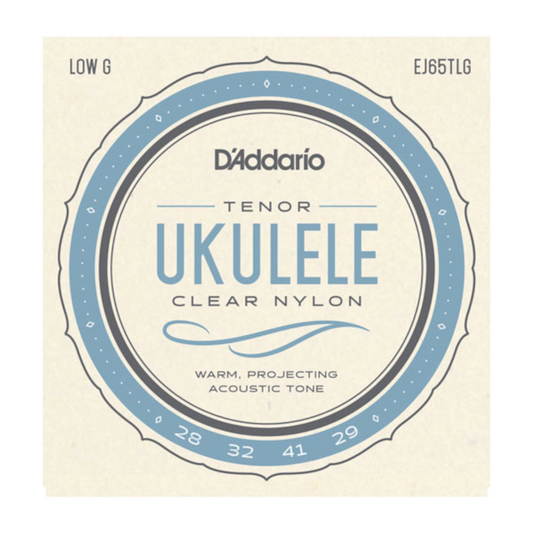 D'Addario tenor ukulele string set packaging on a beige background