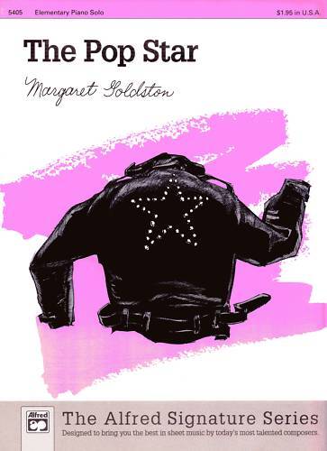 Sheet music cover for 'The Pop Star' by Margaret Goldston with a black leather jacket illustration on a pink background.