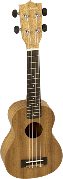 Wooden ukulele on a white background