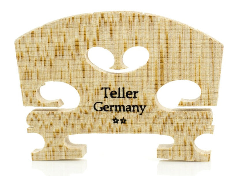 Violin bridge with 'Teller Germany' branding on a white background