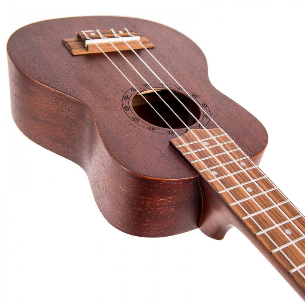 Wooden ukulele on a white background