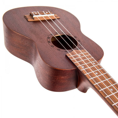 Wooden ukulele on a white background