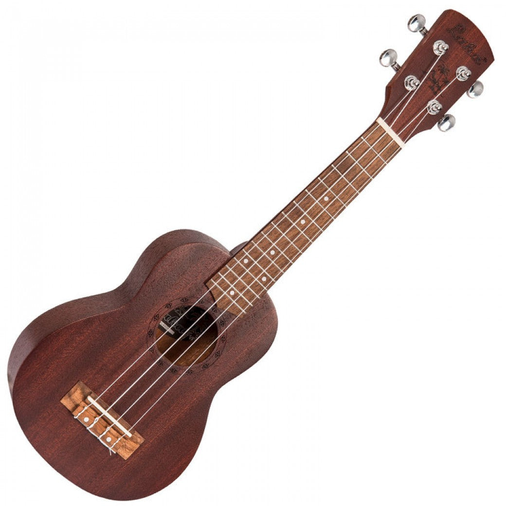Wooden ukulele on a white background
