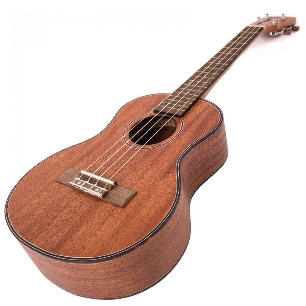 Wooden ukulele on a white background