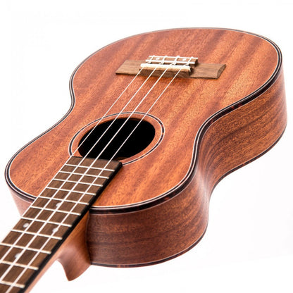Wooden ukulele on a white background