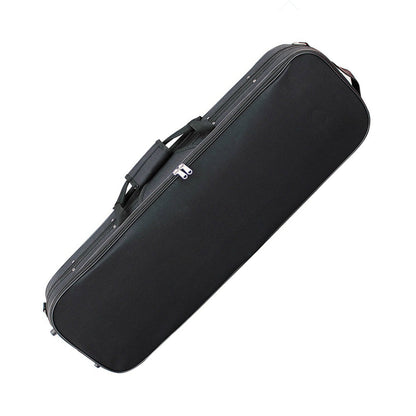 Black violin case on a white background