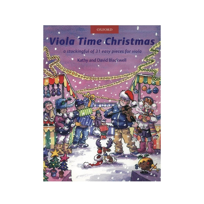Book cover of 'Viola Time Christmas' with festive illustration on a white background
