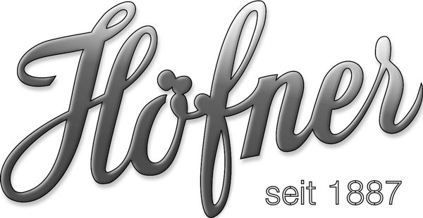 Silver 'Hofner' logo with establishment year 1887 on a transparent background
