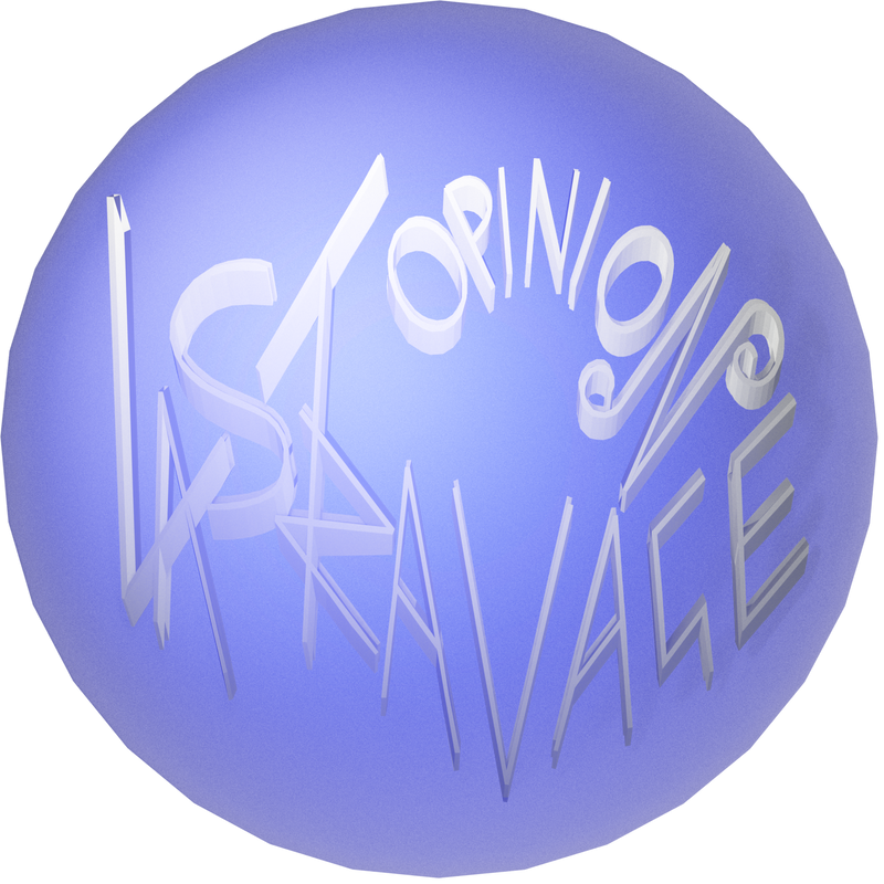 Last Ravage Opinion logo consists in a round see-through circle on a transparent background. In the middle lies the name of the artist.