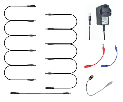 Set of electronic cables and connectors on a white background
