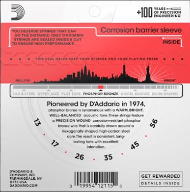 D'Addario guitar string packaging with red and white design