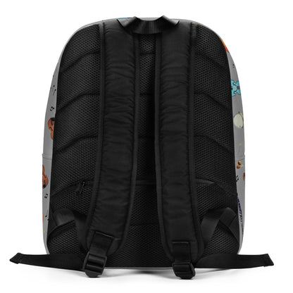 Backpack with a textured black back panel and padded straps